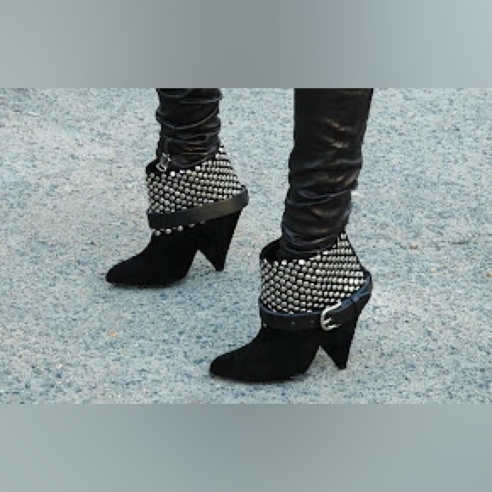 Isabel Marant suede leather studded rocker ankle boots 7.5  RARE fall boots 38